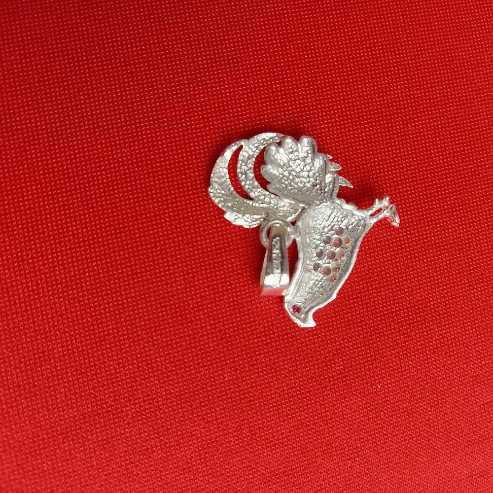 925 Sterling Silver Rooster Charm‎ Pendant Cubic zircon and chain necklace